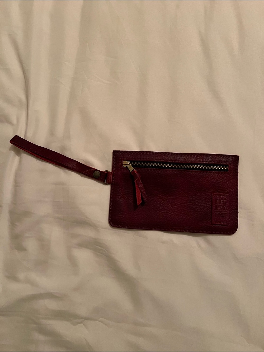 Leather Wristlet Clutch - Burgundy. Portland Leather